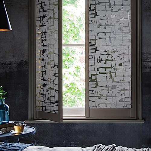 JOLIHOME Kreuzmuster Blackout Fensterfolie Semi Licht Blocking Wiederverwendbar Vinyl-Folie Kein Kleber Selbstklebend Opak Schwarz Tönung Abnehmbar Statisch Haftend Rollen für Küche 44.5x200cm von JOLIHOME