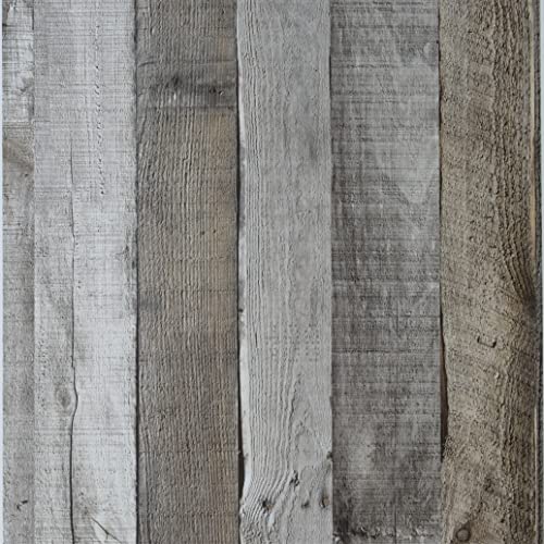 JOLIHOME Selbstklebende Tapete mit Holzeffekt Abziehbares und Klebendes Kontaktpapier Abnehmbare Graue und Braune Selbstklebende Vinylfolie für Tür und Tisch Leicht zu Reinigen 44.5x1000cm von JOLIHOME