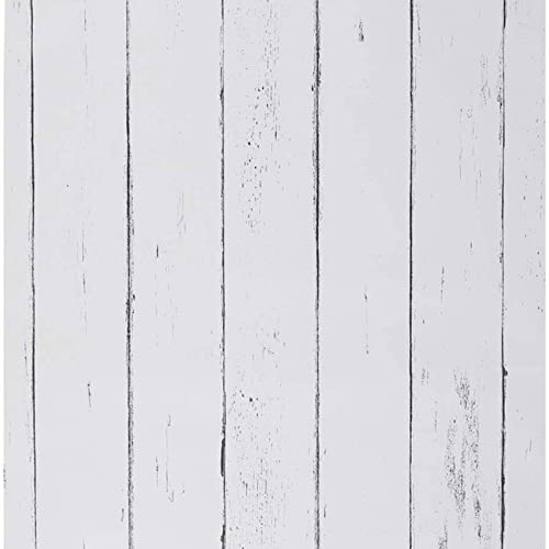 JOLIHOME Weiße Selbstklebende Tapete Holzeffekt 44x500cm Weinlese Abziehen und Aufkleben Kontaktpapier Abnehmbare Vinyl-Folie Rollen für Badezimmer Tür Tische Dekoration Wasserdicht von JOLIHOME