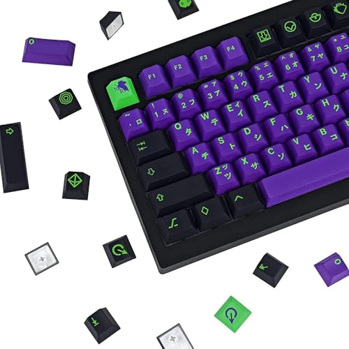 JOLINTAL 129-Tastenkappen Set – PBT-Material, Lila and Grünes Gaming Keycap, Cherry-Profil, Japanische Design für Cherry MX-Tastaturen von JOLINTAL