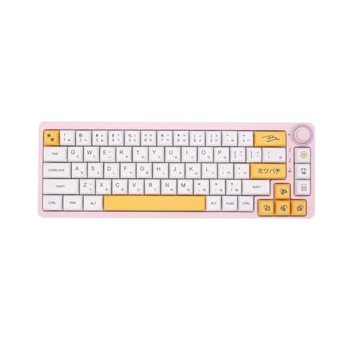 ALINZO 140 Tasten Keycaps Honey-Milk Gelb PBT XDA Profile Geeignet für mechanische Gaming Tastaturen Japanisches Thema Thermische Sublimation Honig und Milch von JOLINTAL