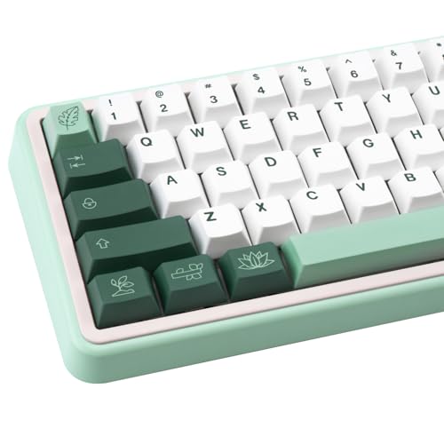JOLINTAL 130 Tasten Grün PBT Keycap, Fünf Seiten Dye Sublimation Cherry Profil Keycap Set, Minimalistische Botanische Keycaps für Cherry MX Switches ANSI Layout Mechanische Gaming Tastatur von JOLINTAL