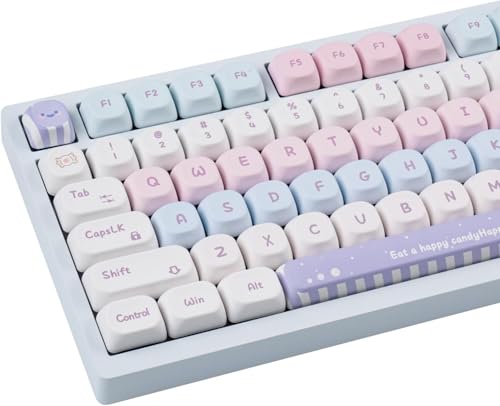 JOLINTAL 131 Tasten Cute Candy Keycap Set, MOA Profil Dye Sublimation PBT Keycap, Runde Custom Cherry MX Keycap für ANSI Layout Mechanische Gaming Tastatur von JOLINTAL