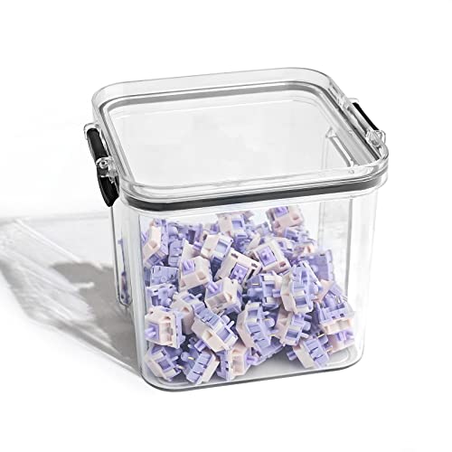 JOLINTAL Switch- und Keycap-Box, 700ml Transparentes Kunststoff-Gehäuse mit Verschluss, zur Aufbewahrung und Präsentation von Mechanischen Tasten & Keycaps von JOLINTAL