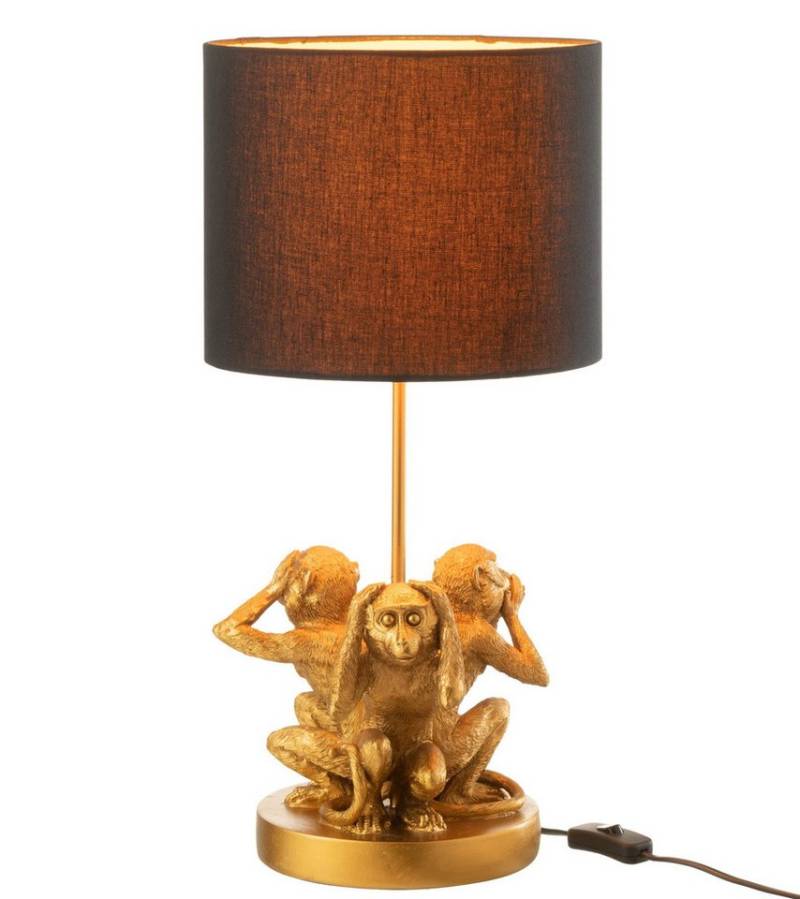 JOLIPA bv Schreibtischlampe Tischlampe 3 AFFEN Poly in Goldfarben Nachttischlampe Höhe 53cm, ohne Leuchtmittel von JOLIPA bv
