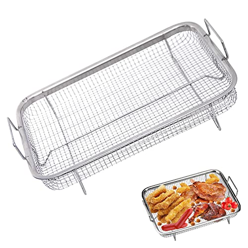 JOLLOY Grillkorb Grillgitter Grillblech Mesh Grillkorb Edelstahl Grillkorb BBQ Backkorb Set Backofen Edelstahl Multifunktion Grillgitter Für Fettarmes HeißLuft-Garen Backen Grillen Im Ofen Oder Grill von JOLLOY