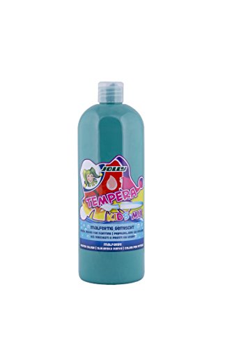 JOLLY Tempera Kids Mix Malfarbe, Flüssigfarbe, 1L Flasche Dunkelgrün, leuchtende und deckende Farben, unverdünnt oder mit Wasser vermalbar, auf allen Materialien anwendbar von JOLLY