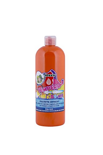 JOLLY Tempera Kids Mix Malfarbe, Flüssigfarbe, 1L Flasche Hellorange, leuchtende und deckende Farben, unverdünnt oder mit Wasser vermalbar, auf allen Materialien anwendbar von JOLLY