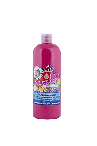JOLLY Tempera Kids Mix Malfarbe, Flüssigfarbe, 1L Flasche Rose, leuchtende und deckende Farben, unverdünnt oder mit Wasser vermalbar, auf allen Materialien anwendbar von JOLLY