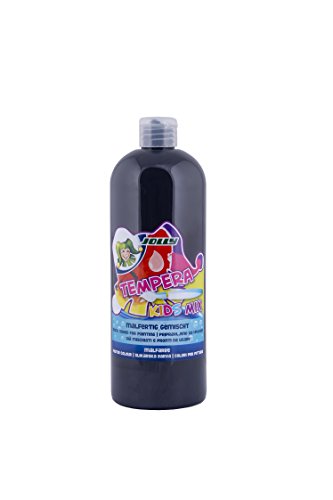 JOLLY Tempera Kids Mix Malfarbe, Flüssigfarbe, 1L Flasche Schwarz, leuchtende und deckende Farben, unverdünnt oder mit Wasser vermalbar, auf allen Materialien anwendbar von JOLLY