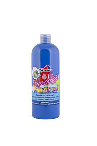 JOLLY Tempera Kids Mix Malfarbe, Flüssigfarbe 1L Flasche Ultramarinblau, leuchtende und deckende Farben, unverdünnt oder mit Wasser vermalbar, auf allen Materialien anwendbar von JOLLY