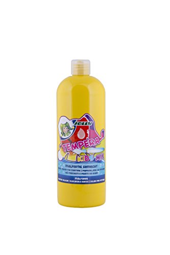 JOLLY Tempera Kids Mix Malfarbe Flüssigfarbe 1L Flasche Hellgelb, leuchtende und deckende Farben, unverdünnt oder mit Wasser vermalbar, auf allen Materialien anwendbar von JOLLY