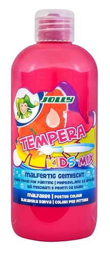 JOLLY Tempera Kids Mix Malfarbe, Flüssigfarbe, 0,5L Flasche Rose, leuchtende und deckende Farben, unverdünnt oder mit Wasser vermalbar, auf allen Materialien anwendbar von JOLLY