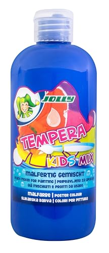 JOLLY Tempera Kids Mix Malfarbe, Flüssigfarbe, 0,5L Flasche Ultramarinblau, leuchtende und deckende Farben, unverdünnt oder mit Wasser vermalbar, auf allen Materialien anwendbar von JOLLY