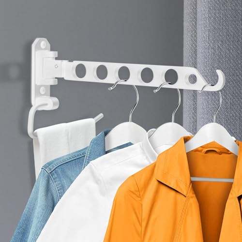 JOLY FANG Kleiderhaken klappbar, Wand Kleiderständer Kleiderlüfter Wandhaken Klapphaken für Balkon Badezimmer Waschküche (1 Stück, Weiß-U) von JOLY FANG