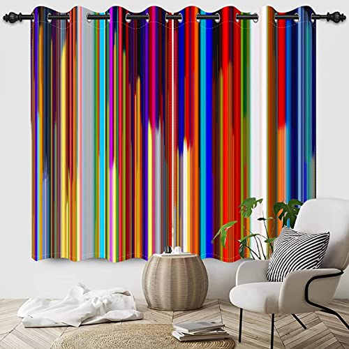 Gardinen Wohnzimmer 3D Vertikale Streifen, Bunt Vorhänge Modern Verdunkelungsvorhänge 2er Set, Vorhang Blickdicht mit Ösen Gardine Schlafzimmer 2 x 110 x 215 cm（B X H）, Kinder Mädchen Jungen von JOMAKE