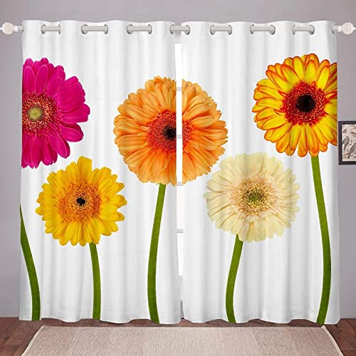 JOMAKE Bunt Vorhang 3D Blumen Blickdicht Gardinen mit Ösen 2 Stück Verdunkelungsvorhänge Junge Mädchen Vorhang Verdunkelung Wärmeisolierend Schlafzimmer Gardine 2 x 117 x 137 cm（B X H） von JOMAKE