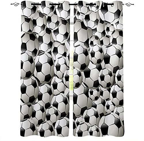 JOMAKE Fußball Vorhang 3D Sport Blickdicht Gardinen mit Ösen 2 Stück Verdunkelungsvorhänge Junge Mädchen Vorhang Verdunkelung Wärmeisolierend Schlafzimmer Gardine 2 x 75 x 166 cm（B X H） von JOMAKE