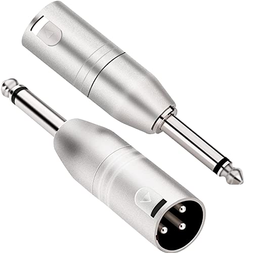 JOMLEY 6,35mm TS Mono auf XLR Adapter, Unsymmetrischer Konverter Audio Stecker (1/4 Zoll) - 2 Packungen von JOMLEY