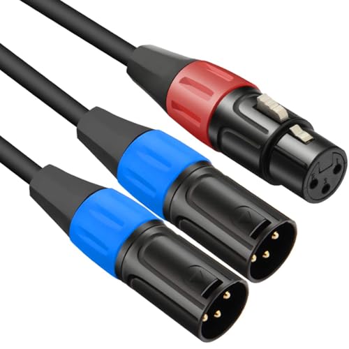 JOMLEY XLR-Splitterkabel, 1 XLR-Buchse auf 2 XLR-Stecker Kabel Y-Splitter Adapter, XLR-Buchse auf Dual-XLR-Stecker Symmetrisches Mikrofon-Splitter Audiokabel - 0,5 Meter von JOMLEY
