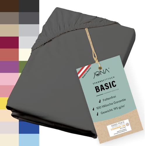 JONA SLEEP® Basic Spannbettlaken (180-200 x 200-220 cm) Zuverlässiges Spannbetttuch - 190 g/m² - hält über 100 Wäschen Stand | Öko-Tex 100 Standard (Schiefer) von JONA SLEEP