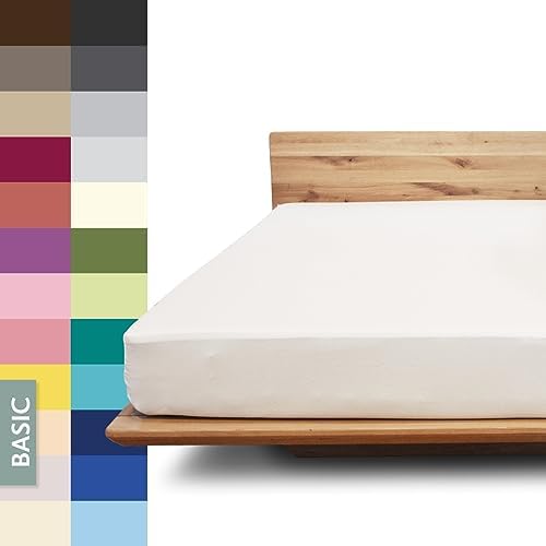 JONA SLEEP® Basic Spannbettlaken (180-200 x 200-220 cm) Zuverlässiges Spannbetttuch - 190 g/m² - hält über 100 Wäschen Stand | Öko-Tex 100 Standard (weiß) von JONA SLEEP