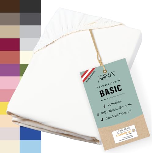 JONA SLEEP® Basic Spannbettlaken (180-200 x 200-220 cm) Zuverlässiges Spannbetttuch - 190 g/m² - hält über 100 Wäschen Stand | Öko-Tex 100 Standard (weiß) von JONA SLEEP
