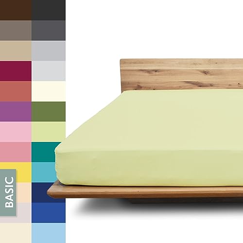 JONA SLEEP® Basic Spannbettlaken (140-160 x 200-220 cm) Zuverlässiges Spannbetttuch - 190 g/m² - hält über 100 Wäschen Stand | Öko-Tex 100 Standard (Apfel) von JONA SLEEP