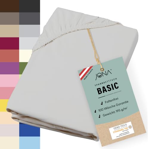 JONA SLEEP® Basic Spannbettlaken (140-160 x 200-220 cm) Zuverlässiges Spannbetttuch - 190 g/m² - hält über 100 Wäschen Stand | Öko-Tex 100 Standard (Chrom) von JONA SLEEP