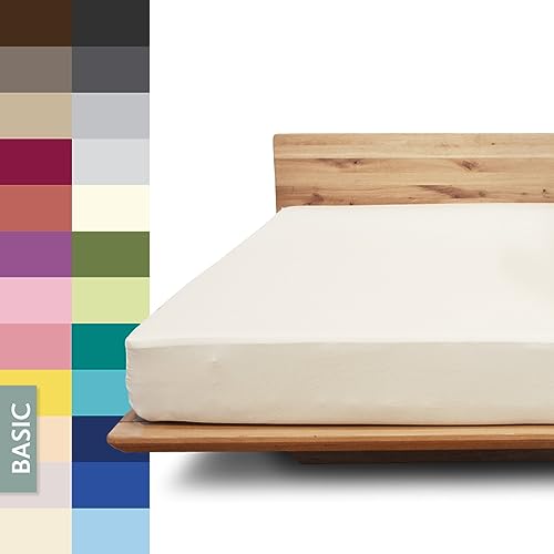 JONA SLEEP® Basic Spannbettlaken (140-160 x 200-220 cm) Zuverlässiges Spannbetttuch - 190 g/m² - hält über 100 Wäschen Stand | Öko-Tex 100 Standard (Natur) von JONA SLEEP