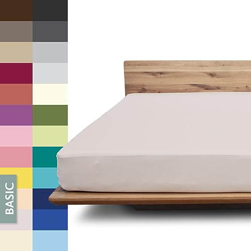 JONA SLEEP® Basic Spannbettlaken (180-200 x 200-220 cm) Zuverlässiges Spannbetttuch - 190 g/m² - hält über 100 Wäschen Stand | Öko-Tex 100 Standard (Kiesel) von JONA SLEEP