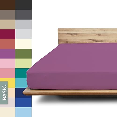 JONA SLEEP® Basic Spannbettlaken (90-100 x 200-220 cm) Zuverlässiges Spannbetttuch - 190 g/m² - hält über 100 Wäschen Stand | Öko-Tex 100 Standard (dunkelmagenta) von JONA SLEEP