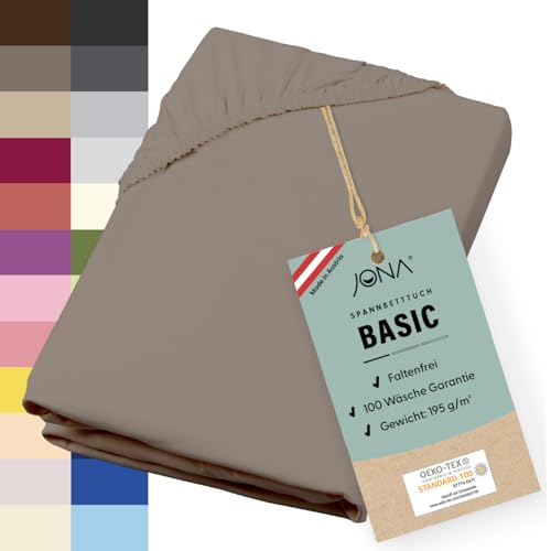 JONA SLEEP® Basic Spannbettlaken (180-200 x 200-220 cm) Zuverlässiges Spannbetttuch - 190 g/m² - hält über 100 Wäschen Stand | Öko-Tex 100 Standard (Safari) von JONA SLEEP
