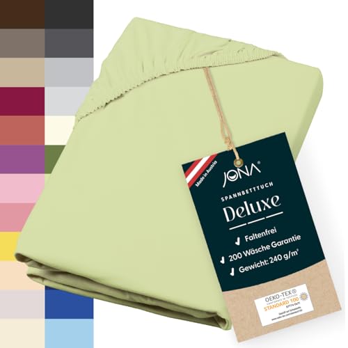 JONA SLEEP® Deluxe Spannbettlaken, Spannbettlaken in Hotelqualität - 240 g/m² - 150 Wäschen Garantie | Made in Austria (Apfel, 90-100 x 200-220 cm) von JONA SLEEP