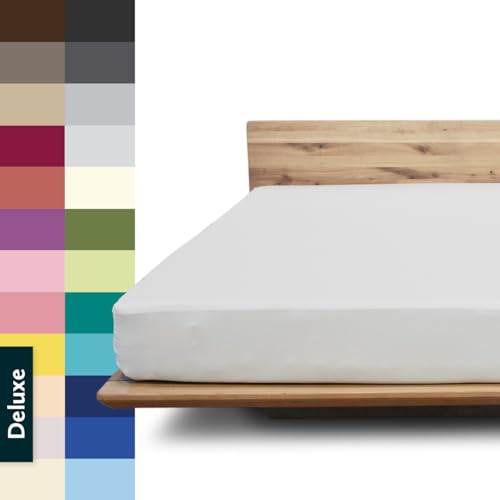 JONA SLEEP® Deluxe Spannbettlaken, Spannbettlaken in Hotelqualität - 240 g/m² - 150 Wäschen Garantie | Made in Austria (Chrom, 180-200 x 200-220 cm) von JONA SLEEP