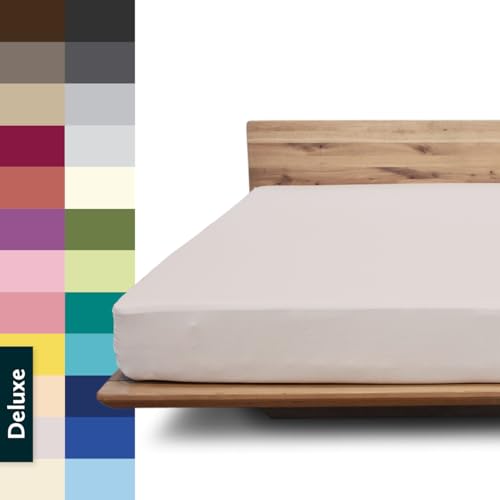 JONA SLEEP® Deluxe Spannbettlaken, Spannbettlaken in Hotelqualität - 240 g/m² - 150 Wäschen Garantie | Made in Austria (Kiesel, 90-100 x 200-220 cm) von JONA SLEEP