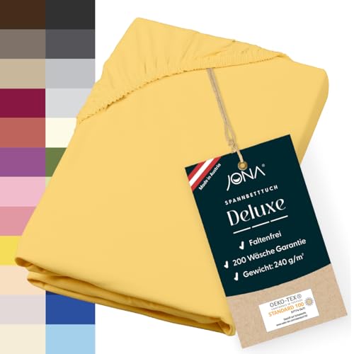 JONA SLEEP® Deluxe Spannbettlaken, Spannbettlaken in Hotelqualität - 240 g/m² - 150 Wäschen Garantie | Made in Austria (citrone, 180-200 x 200-220 cm) von JONA SLEEP