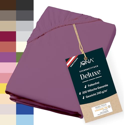 JONA SLEEP® Deluxe Spannbettlaken, Spannbettlaken in Hotelqualität - 240 g/m² - 150 Wäschen Garantie | Made in Austria (dunkelmagenta, 180-200 x 200-220 cm) von JONA SLEEP