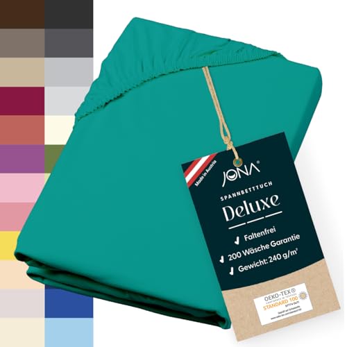 JONA SLEEP® Deluxe Spannbettlaken, Spannbettlaken in Hotelqualität - 240 g/m² - 150 Wäschen Garantie | Made in Austria (smaragd, 180-200 x 200-220 cm) von JONA SLEEP