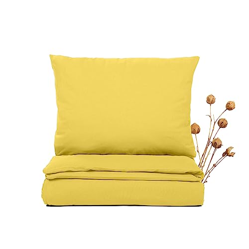 JONA SLEEP® Premium Leinen Bettwäsche (135 x 200 cm) - 50% Leinen, 50% Baumwolle - hochwertige Verarbeitung | atmunsaktiv, raumfluftregulierend | schadstoffgeprüft (Lemon) von JONA SLEEP