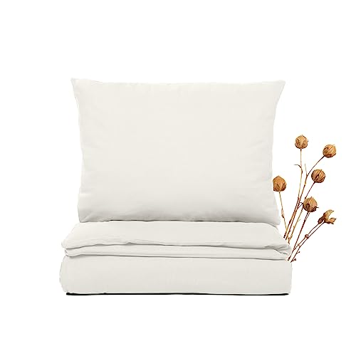 JONA SLEEP® Premium Leinen Bettwäsche (155 x 220 cm) - 50% Leinen, 50% Baumwolle - hochwertige Verarbeitung | atmunsaktiv, raumfluftregulierend | schadstoffgeprüft (Creme) von JONA SLEEP