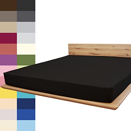 JONA SLEEP® Spann-Bettlaken (120-130 x 200 cm) Premium Spannbettlaken - 220gm² - hält über 150 Wäschen Stand | ÖKO-TEX 100 (Schwarz) von JONA SLEEP