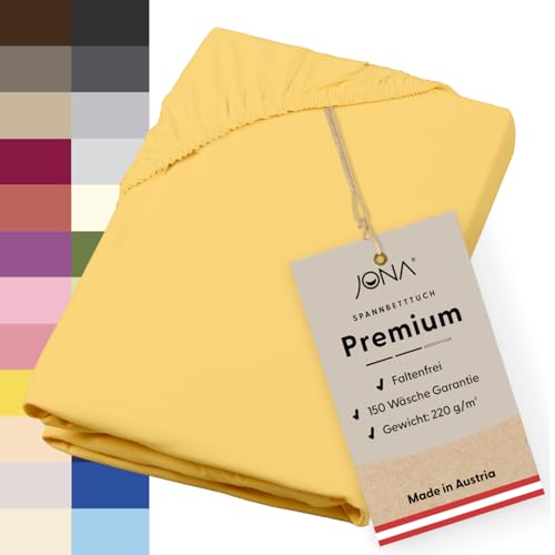JONA SLEEP® Spann-Bettlaken (140-160 x 200 cm) Premium Spannbettlaken - 220gm² - hält über 150 Wäschen Stand | ÖKO-TEX 100 (Citrone) von JONA SLEEP