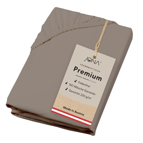 JONA SLEEP® Spann-Bettlaken (140-160 x 200 cm) Premium Spannbettlaken - 220gm² - hält über 150 Wäschen Stand | ÖKO-TEX 100 (Safari) von JONA SLEEP