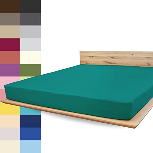 JONA SLEEP® Spann-Bettlaken (90-100 x 200 cm) Premium Spannbettlaken - 220gm² - hält über 150 Wäschen Stand | ÖKO-TEX 100 (Smaragd) von JONA SLEEP