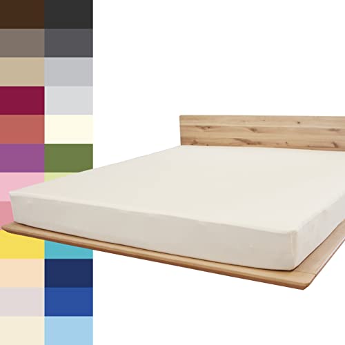 JONA SLEEP® Spann-Bettlaken (90-100 x 200 cm) Premium Spannbettlaken - 220gm² - hält über 150 Wäschen Stand | ÖKO-TEX 100 (Natur) von JONA SLEEP