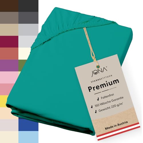 JONA SLEEP® Spann-Bettlaken (90-100 x 200 cm) Premium Spannbettlaken - 220gm² - hält über 150 Wäschen Stand | ÖKO-TEX 100 (Smaragd) von JONA SLEEP