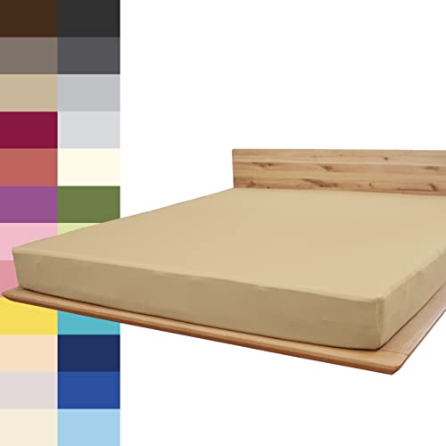 JONA SLEEP® Spann-Bettlaken (120-130 x 200 cm) Premium Spannbettlaken - 220gm² - hält über 150 Wäschen Stand | ÖKO-TEX 100 (Cappuccino) von JONA SLEEP