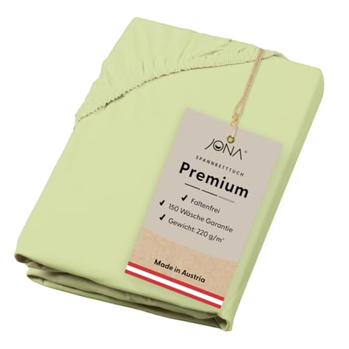 JONA SLEEP® Spann-Bettlaken (140-160 x 200 cm) Premium Spannbettlaken - 220gm² - hält über 150 Wäschen Stand | ÖKO-TEX 100 (Apfel) von JONA SLEEP