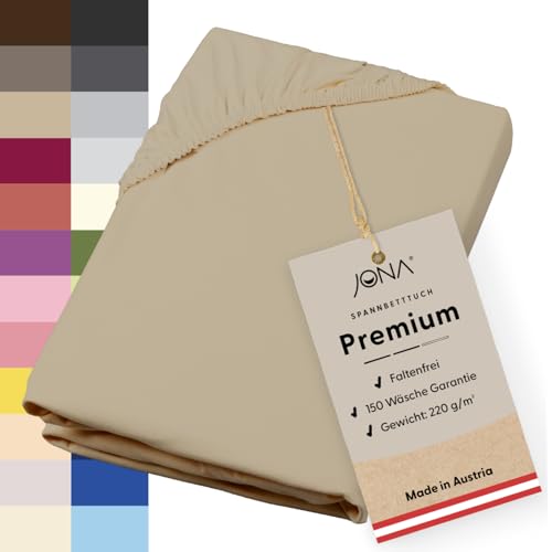 JONA SLEEP® Spann-Bettlaken (140-160 x 200 cm) Premium Spannbettlaken - 220gm² - hält über 150 Wäschen Stand | ÖKO-TEX 100 (Cappuccino) von JONA SLEEP